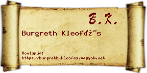 Burgreth Kleofás névjegykártya